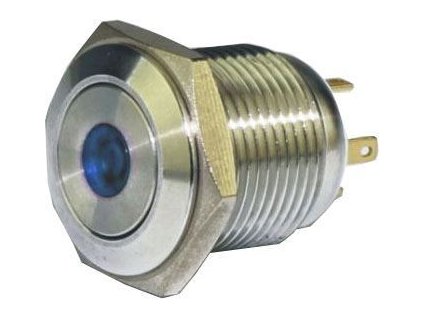 Tlačítko OFF-(ON) GQ16F-10DM 250V/3A, modré prosvětlení 12V