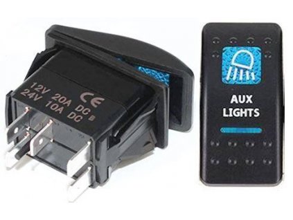 Vypínač kolébkový A11625ABL-J21 ON-OFF 2p.12VDC/20A modrý, prosvětlen