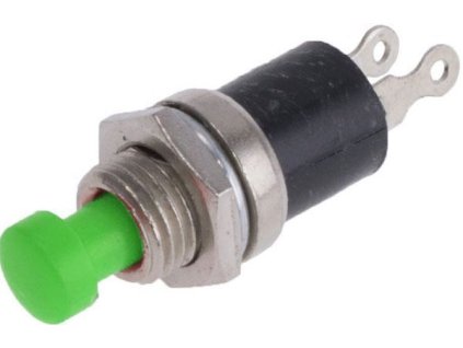 Tlačítko PBS-10B, OFF-(ON) 1pol.250V/0,5A zelené