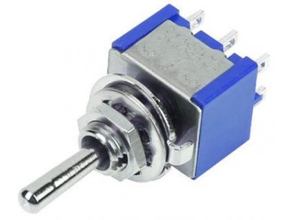 Přepínač páčkový MTS-223, (ON)-OFF-(ON) 2pol.250V/3A mini