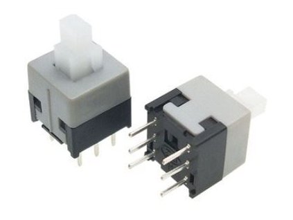 Přepínač stiskací ON-ON 2pol.30V/0,5A TURBO SWITCH 8,5x8,5x8,5mm