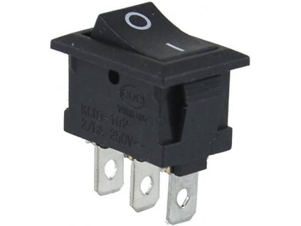 Přepínač kolébkový KCD1-102, ON-ON 1pol.250V/6A černý