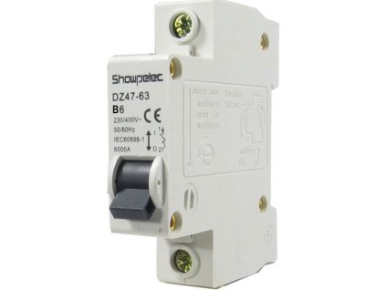 Jistič Showpelec DZ47-63 B6, 230V/6A/B 1fázový na DIN lištu
