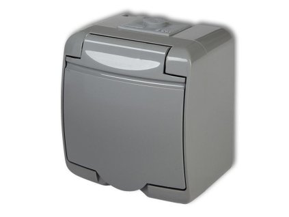 Zásuvka 250V/16A IP54, šedá, Karlik