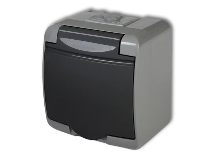 Zásuvka 250V/16A IP54, grafitová , Karlik