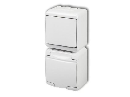 Zásuvka s vypínačem č.1, IP54, bílá, vertikalní, Karlik