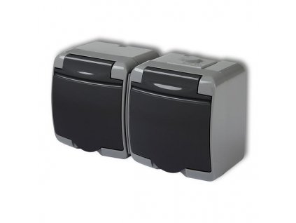 Dvojzásuvka 250V/16A IP54, grafitová, Karlik