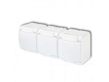 Trojzásuvka 250V/16A IP54, bílá, Karlik