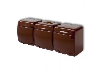 Trojzásuvka 250V/16A IP54, hnědá, Karlik