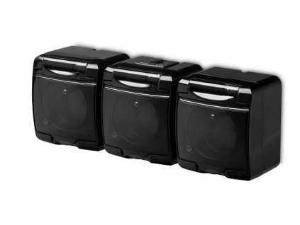 Trojzásuvka 250V/16A IP54, černá, Karlik