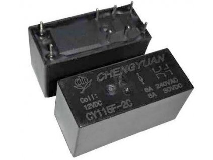 Relé CY115F-2C 12VDC, 2x přep.kontakt 250V/8A