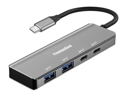 USB-C hub 5G SuperSpeed na 2x USB 3.2 C +2x USB 3.2 A, Aluminum