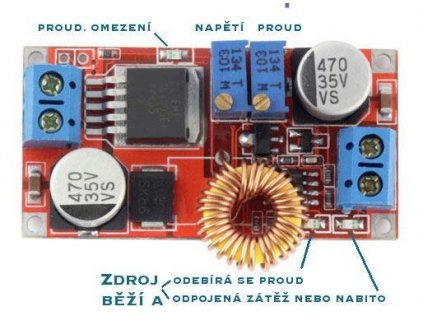 Napájecí modul, step-down měnič, nabíječka 5A CC/CV