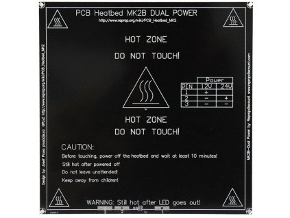 Topná podložka MK2B 214x214x1,5mm 12-24V 120W /3D tisk/