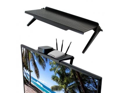Závěsná polička na TV, monitor 30 x 16 cm černá