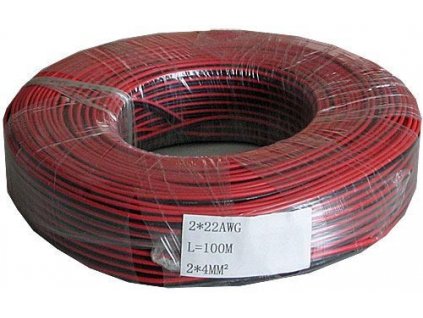 Dvojlinka 2x0,35mm2 Cu, 22AWG červeno-černá, balení 100m /CYH 2x0,35mm