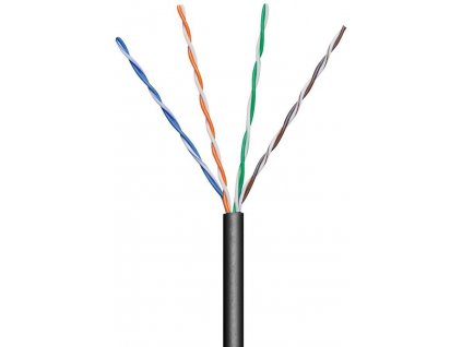 Kabel UTP Cat5e 4x2, AWG24, černá, venkovní provedení