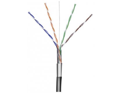 Kabel UTP Cat5e 4x2, AWG24, 100m, černá, venkovní provedení
