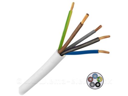 Kabel 5x2,5mm2 H05VV-F (CYSY5x2,5mm), bílý