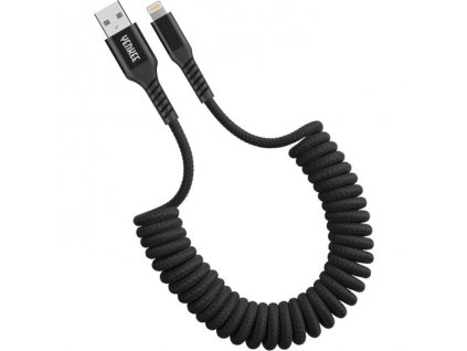 Kroucený kabel USB A / Lightning, nylon, YENKEE YCU 502 BK