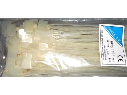 Stahovací páska 3x200mm bílá se štítkem, balení 100ks