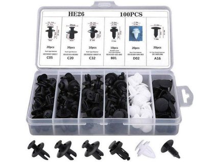 Příchytky autočalounění HE26, sada 100ks