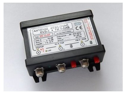Anténní zesilovač IVO ZR13-F, DVB-T + FM II-DAB s regulací zisku+zdroj