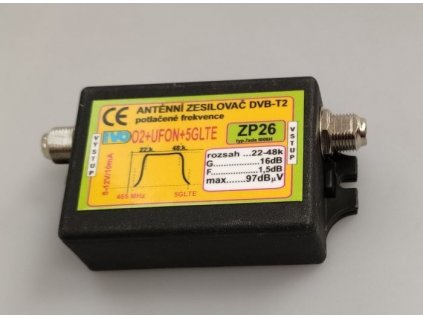 Anténní zesilovač 16dB DVB-T2 s potlačením 02+UFON+5G LTE