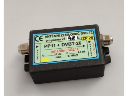 Anténní zesilovač 26dB DVB-T2 s potlačením 5G LTE