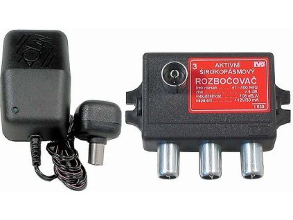 Aktivní širokopásmový rozbočovač 3x IVO I030 + zdroj 12V