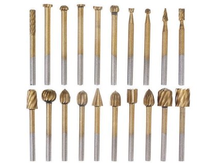 Sada frézek k minivrtačce - 20ks, hřídele 3,1mm