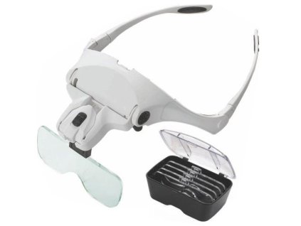 Náhlavní lupa s LED osvětlením, zvětšení 1-3,5x /Zvětšovací brýle/