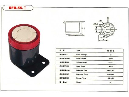 Siréna 110dB/m 6-14V/0,35A 3kHz