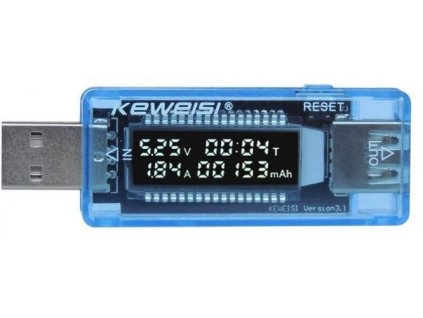 USB tester KWS-V20, V-A metr a měřič kapacity 4-20V/0-3A DC