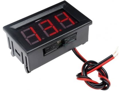 Voltmetr panelový LED červený, 3,5-30V, NC064, 2 vývody