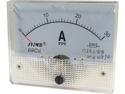 Analogový panelový ampérmetr 69C9 30A DC(50mV), bez bočníku
