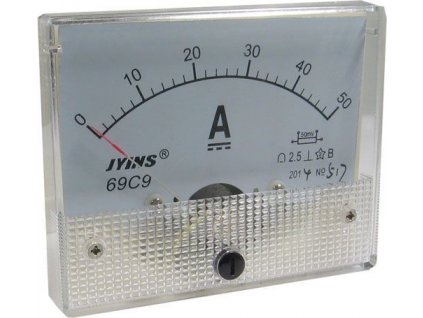 Analogový panelový ampérmetr 69C9 50A DC (50mV), bez bočníku