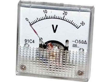 Analogový panelový voltmetr 91C4 30V DC