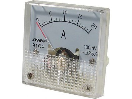 Analogový panelový ampérmetr 91C4 20A DC(100mV) ,bez bočníku