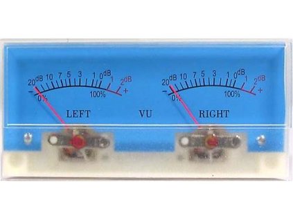 VU metr panelový 2x -20 až +5dB, 500uA 116x51mm