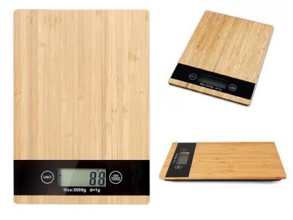 Kuchyňská váha do 5 kg, bambus