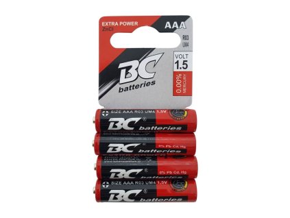 Baterie BC batteries extra 1,5V AAA(R03), Zn-Cl, balení 4ks