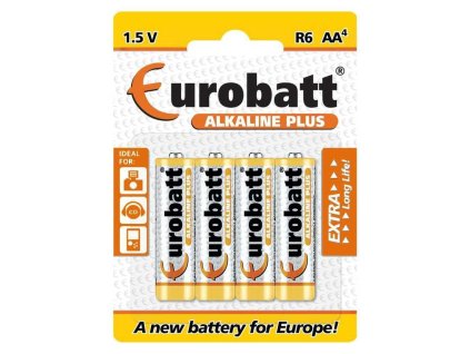 Baterie EUROBATT 1,5V AA (LR6) Alkaline Plus, blistr 4ks