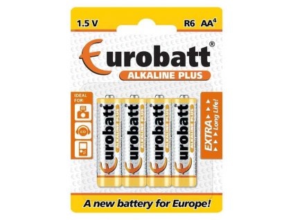 Baterie EUROBATT 1,5V AA (LR6) Alkaline Plus, blistr 4ks