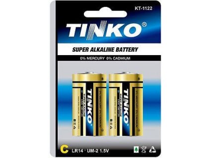 Baterie TINKO 1,5V C(LR14) alkalická, balení 2ks v blistru