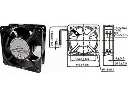 Ventilátor 120x120x38mm 230V/0,14A 2700 ot/min