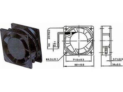 Ventilátor 80x80x38mm 230V/0,07A 2300 ot/min