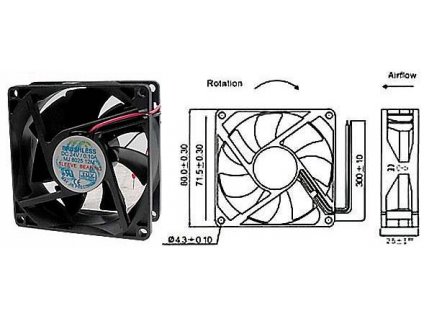 Ventilátor 80x80x25mm 24V/0,13A 3000 ot/min