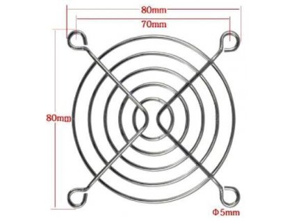 Mřížka ventilátoru 80x80mm kovová