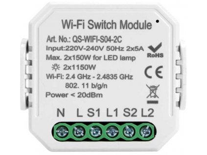 Dálkově ovládaný vypínač TUYA QS-WIFI-S04-2C dvoukanálový